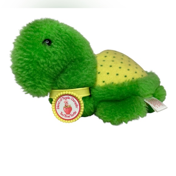 Vintage 1981 Strawberry Shortcake Plush Apple Dumplin Tea Time Turtle w/ Collar - Picture 8 of 10